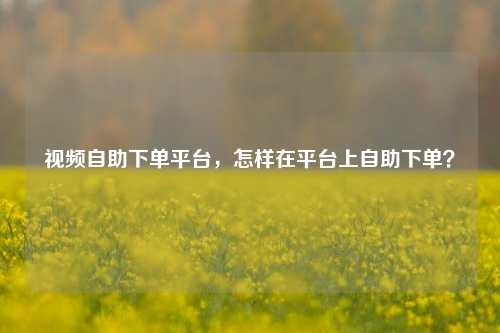 视频自助下单平台，怎样在平台上自助下单？
