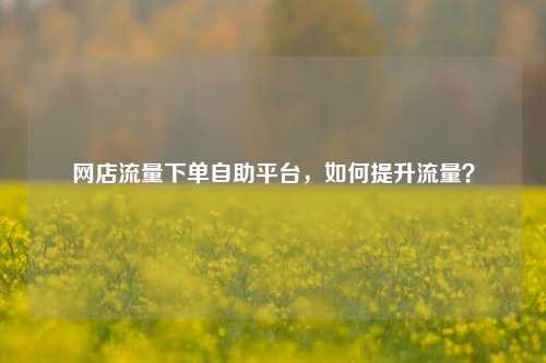 网店流量下单自助平台，如何提升流量？
